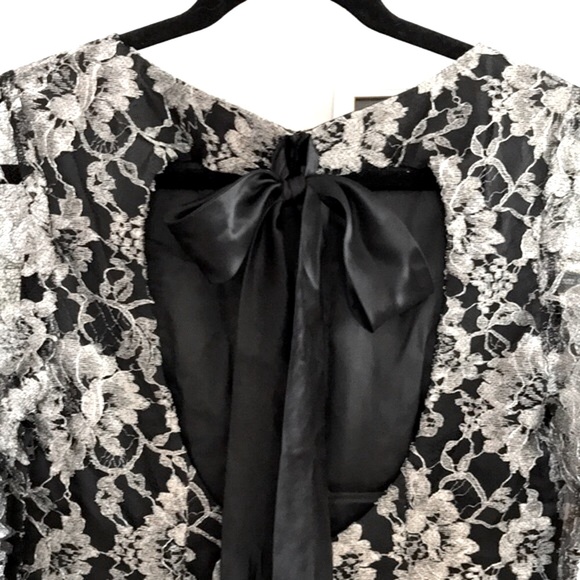 TIBI Metallic Floral Lace Open Back Mini Dress - Picture 11 of 15